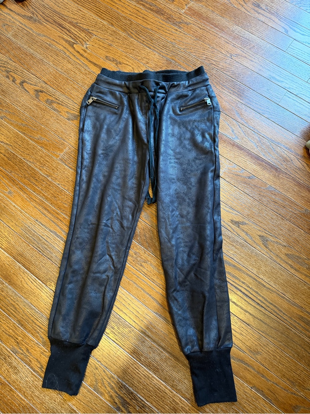 Dance & Marvel Black Faux-Leather Jogger Pants